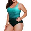 imageAleumdr Womens Color Block Print One Piece Swimsuits Athletic Training Swimwear Bathing SuitsZzz Green 309
