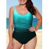 imageAleumdr Womens Color Block Print One Piece Swimsuits Athletic Training Swimwear Bathing SuitsZzz Green 309