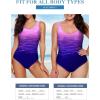 imageAleumdr Womens Color Block Print One Piece Swimsuits Athletic Training Swimwear Bathing SuitsZzz Purple