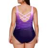 imageAleumdr Womens Color Block Print One Piece Swimsuits Athletic Training Swimwear Bathing SuitsZzz Purple