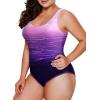 imageAleumdr Womens Color Block Print One Piece Swimsuits Athletic Training Swimwear Bathing SuitsZzz Purple