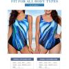 imageAleumdr Womens Color Block Print One Piece Swimsuits Athletic Training Swimwear Bathing SuitsZzz Sky Blue 204