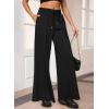 imageAleumdr Womens High Waisted Drawstring Waist Wide Leg Sweatpants with Pockets Casual Loose Yoga PantsBlack