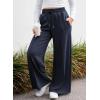 imageAleumdr Womens High Waisted Drawstring Waist Wide Leg Sweatpants with Pockets Casual Loose Yoga PantsBlue