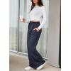 imageAleumdr Womens High Waisted Drawstring Waist Wide Leg Sweatpants with Pockets Casual Loose Yoga PantsBlue