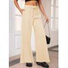 imageAleumdr Womens High Waisted Drawstring Waist Wide Leg Sweatpants with Pockets Casual Loose Yoga PantsKhaki