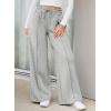 imageAleumdr Womens High Waisted Drawstring Waist Wide Leg Sweatpants with Pockets Casual Loose Yoga PantsLight Grey