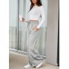 imageAleumdr Womens High Waisted Drawstring Waist Wide Leg Sweatpants with Pockets Casual Loose Yoga PantsLight Grey