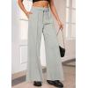 imageAleumdr Womens High Waisted Drawstring Waist Wide Leg Sweatpants with Pockets Casual Loose Yoga PantsLight Grey