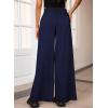 imageAleumdr Womens High Waisted Drawstring Waist Wide Leg Sweatpants with Pockets Casual Loose Yoga PantsNavy Blue Leather Label