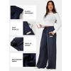 imageAleumdr Womens High Waisted Drawstring Waist Wide Leg Sweatpants with Pockets Casual Loose Yoga PantsNavy Blue Leather Label