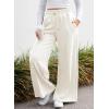 imageAleumdr Womens High Waisted Drawstring Waist Wide Leg Sweatpants with Pockets Casual Loose Yoga PantsWhite