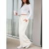 imageAleumdr Womens High Waisted Drawstring Waist Wide Leg Sweatpants with Pockets Casual Loose Yoga PantsWhite