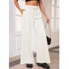 imageAleumdr Womens High Waisted Drawstring Waist Wide Leg Sweatpants with Pockets Casual Loose Yoga PantsWhite Leather Label