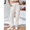 imageAleumdr Womens High Waisted Sweatpants with Pockets Workout Running Jogger Pants Baggy Lounge Sweat PantsWhite