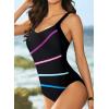 imageAleumdr Womens One Piece Swimsuit Athletic Swimwear Bathing Suits Color Block Print Sport SwimsuitsBlack 2022