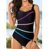 imageAleumdr Womens One Piece Swimsuit Athletic Swimwear Bathing Suits Color Block Print Sport SwimsuitsBlack 2022