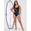 imageAleumdr Womens One Piece Swimsuit Athletic Swimwear Bathing Suits Color Block Print Sport SwimsuitsBlack 302
