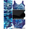 imageAleumdr Womens One Piece Swimsuit Athletic Swimwear Bathing Suits Color Block Print Sport SwimsuitsBlue 105