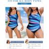 imageAleumdr Womens One Piece Swimsuit Athletic Swimwear Bathing Suits Color Block Print Sport SwimsuitsBlue 5