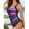 imageAleumdr Womens One Piece Swimsuit Athletic Swimwear Bathing Suits Color Block Print Sport SwimsuitsPurple 8
