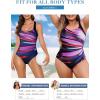 imageAleumdr Womens One Piece Swimsuit Athletic Swimwear Bathing Suits Color Block Print Sport SwimsuitsPurple 8