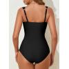 imageAleumdr Womens One Piece Swimsuit Ruched Tummy Control Bathing Suit Adjustable Strap Full Coverage SwimwearBlack