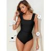 imageAleumdr Womens One Piece Swimsuit Ruched Tummy Control Bathing Suit Adjustable Strap Full Coverage SwimwearBlack