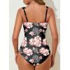 imageAleumdr Womens One Piece Swimsuit Ruched Tummy Control Bathing Suit Adjustable Strap Full Coverage SwimwearBlack Floral