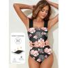 imageAleumdr Womens One Piece Swimsuit Ruched Tummy Control Bathing Suit Adjustable Strap Full Coverage SwimwearBlack Floral