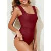 imageAleumdr Womens One Piece Swimsuit Ruched Tummy Control Bathing Suit Adjustable Strap Full Coverage SwimwearBurgundy