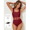 imageAleumdr Womens One Piece Swimsuit Ruched Tummy Control Bathing Suit Adjustable Strap Full Coverage SwimwearBurgundy