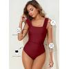 imageAleumdr Womens One Piece Swimsuit Ruched Tummy Control Bathing Suit Adjustable Strap Full Coverage SwimwearBurgundy