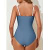 imageAleumdr Womens One Piece Swimsuit Ruched Tummy Control Bathing Suit Adjustable Strap Full Coverage SwimwearColor Blockreal Teal