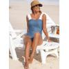 imageAleumdr Womens One Piece Swimsuit Ruched Tummy Control Bathing Suit Adjustable Strap Full Coverage SwimwearColor Blockreal Teal