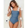 imageAleumdr Womens One Piece Swimsuit Ruched Tummy Control Bathing Suit Adjustable Strap Full Coverage SwimwearColor Blockreal Teal