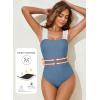 imageAleumdr Womens One Piece Swimsuit Ruched Tummy Control Bathing Suit Adjustable Strap Full Coverage SwimwearColor Blockreal Teal