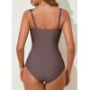 imageAleumdr Womens One Piece Swimsuit Ruched Tummy Control Bathing Suit Adjustable Strap Full Coverage SwimwearDark Brown