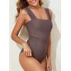 imageAleumdr Womens One Piece Swimsuit Ruched Tummy Control Bathing Suit Adjustable Strap Full Coverage SwimwearDark Brown
