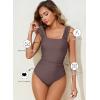 imageAleumdr Womens One Piece Swimsuit Ruched Tummy Control Bathing Suit Adjustable Strap Full Coverage SwimwearDark Brown