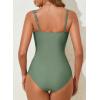 imageAleumdr Womens One Piece Swimsuit Ruched Tummy Control Bathing Suit Adjustable Strap Full Coverage SwimwearMist Green