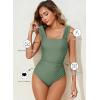 imageAleumdr Womens One Piece Swimsuit Ruched Tummy Control Bathing Suit Adjustable Strap Full Coverage SwimwearMist Green