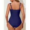 imageAleumdr Womens One Piece Swimsuit Ruched Tummy Control Bathing Suit Adjustable Strap Full Coverage SwimwearNavy Blue