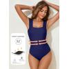imageAleumdr Womens One Piece Swimsuit Ruched Tummy Control Bathing Suit Adjustable Strap Full Coverage SwimwearNavy Blue