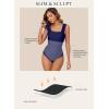 imageAleumdr Womens One Piece Swimsuit Ruched Tummy Control Bathing Suit Adjustable Strap Full Coverage SwimwearNavy Blue