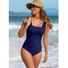 imageAleumdr Womens One Piece Swimsuit Ruched Tummy Control Bathing Suit Adjustable Strap Full Coverage SwimwearNavy Blue