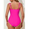 imageAleumdr Womens One Piece Swimsuit Ruched Tummy Control Bathing Suit Adjustable Strap Full Coverage SwimwearRose Red