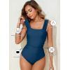 imageAleumdr Womens One Piece Swimsuit Ruched Tummy Control Bathing Suit Adjustable Strap Full Coverage SwimwearSail Blue