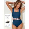 imageAleumdr Womens One Piece Swimsuit Ruched Tummy Control Bathing Suit Adjustable Strap Full Coverage SwimwearSail Blue