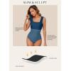 imageAleumdr Womens One Piece Swimsuit Ruched Tummy Control Bathing Suit Adjustable Strap Full Coverage SwimwearSail Blue